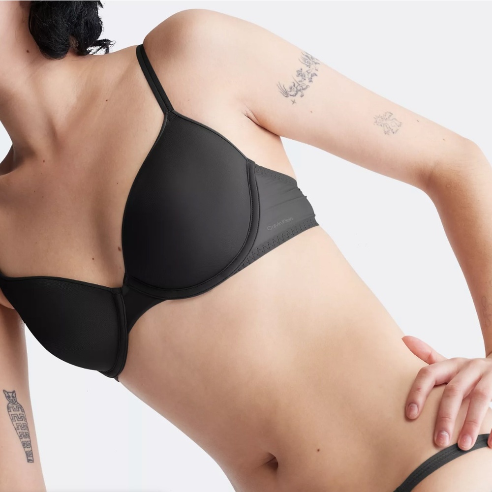 Calvin Klein Women's Sheer Marquisette Lightly Lined Demi Bra QF6068 - Black